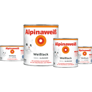 Alpinaweiß Weißlack glänzend alle Größen quad